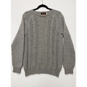 Vintage Macy's Men's Store Sweater Size Large 100% Gray Alpaca Wool Peru